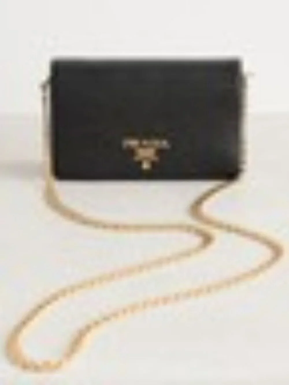 PRADA Chain Shoulder Bag Canvas Brown Gold Auth